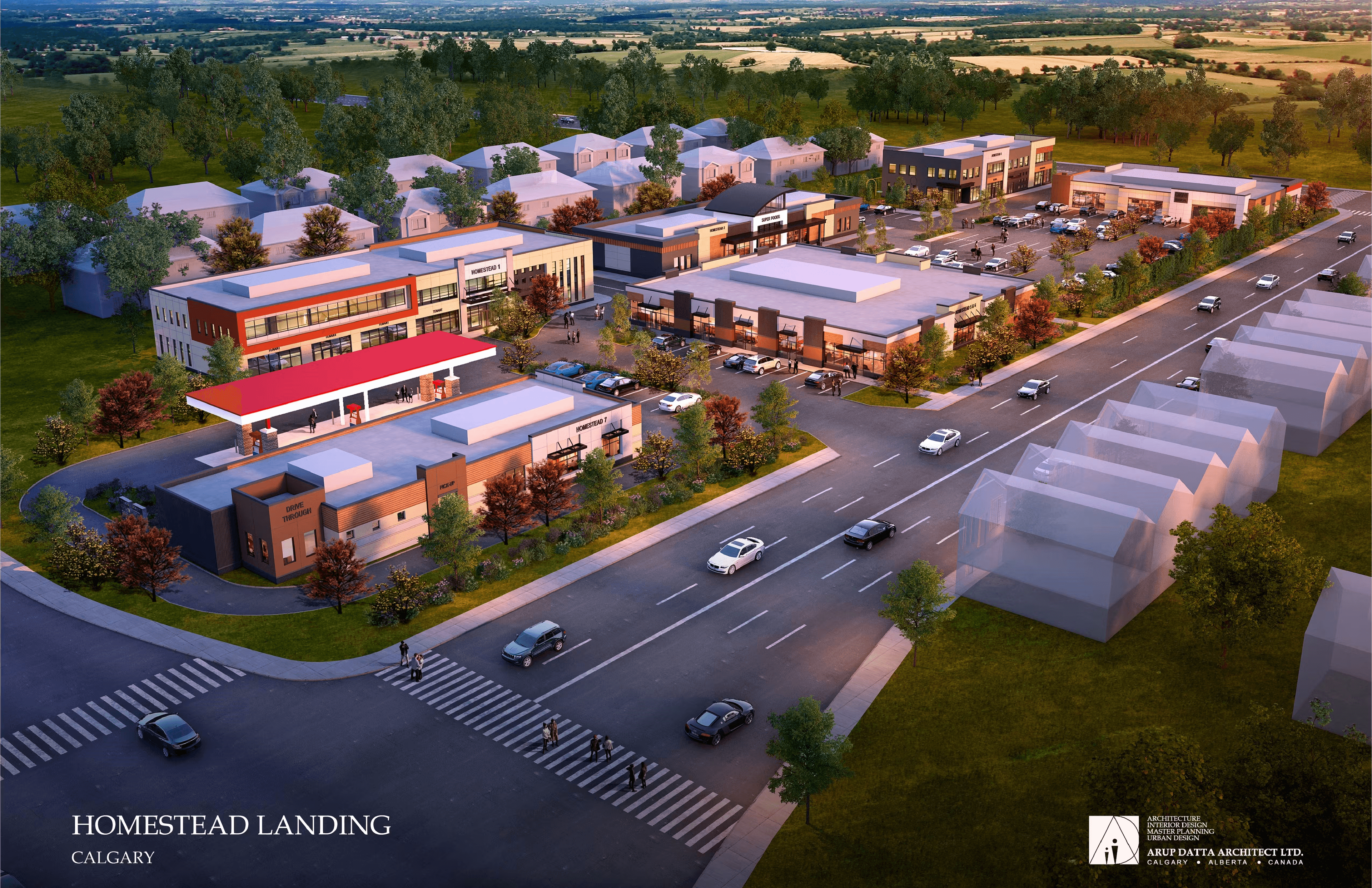 Commercial plaza (2025): Gas, food, and shops